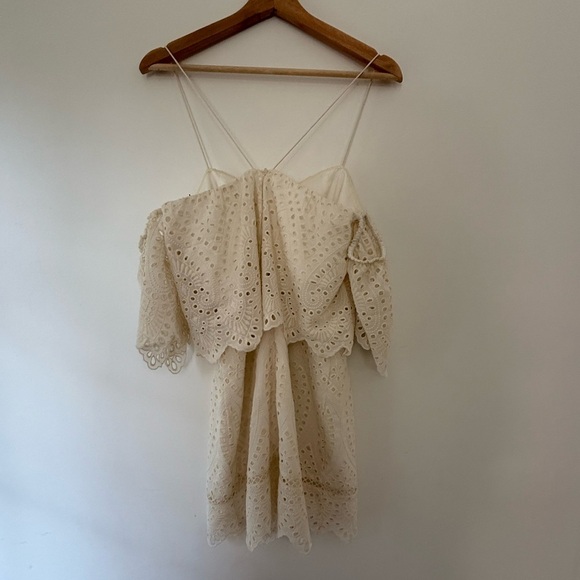 SAYLOR Karen Cream Lace Flutter Sleeve Mini Sundress Montauk Size S NWT - Picture 5 of 11